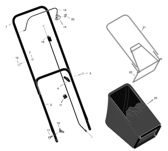 Handle And Bag Assembly Diagram and Parts List for 22265X31F 2004 Briggs and Stratton Lawn Mower